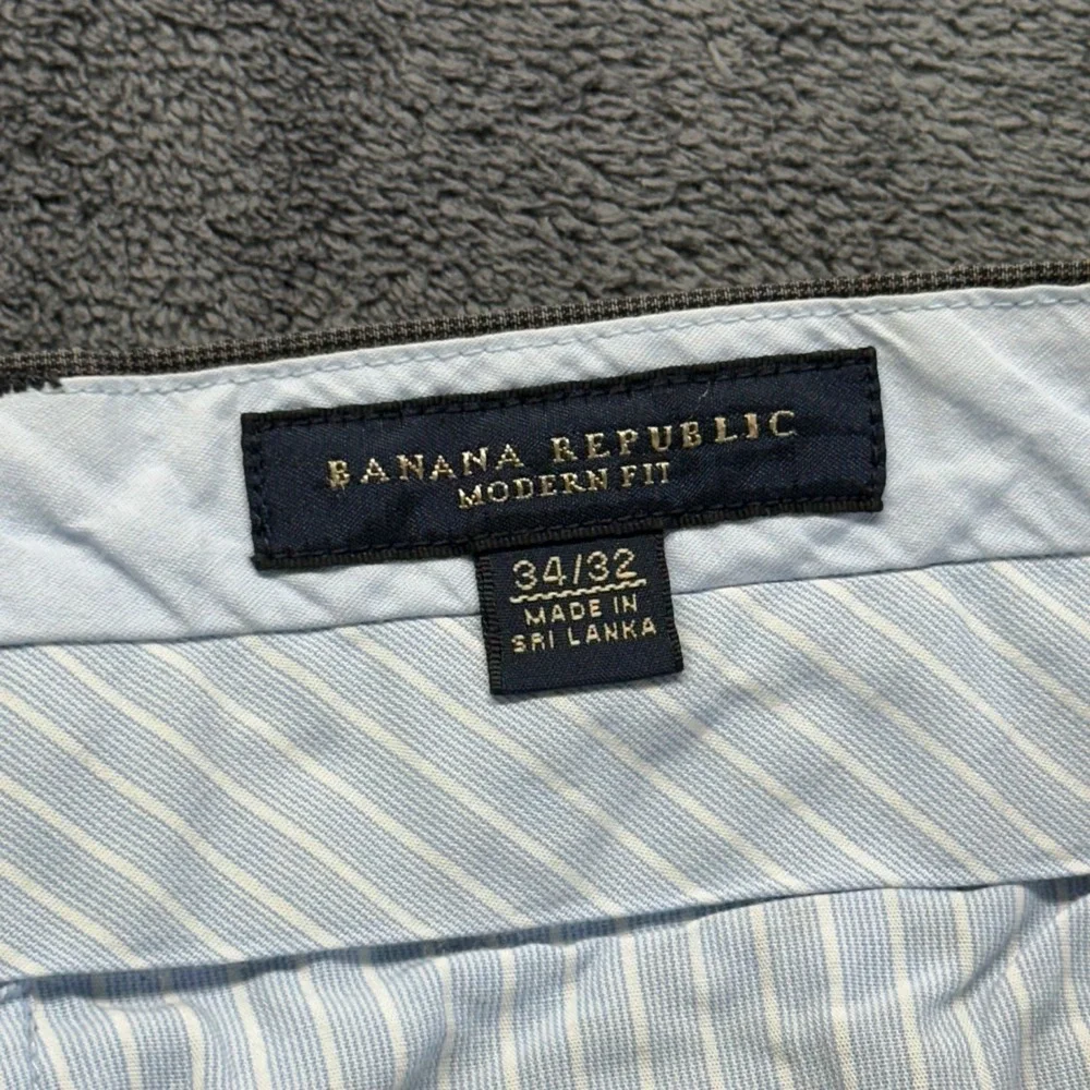 Banana Republic Modern Fit Pants Mens 34x32 Gray Cotton Micro Texture Chinos